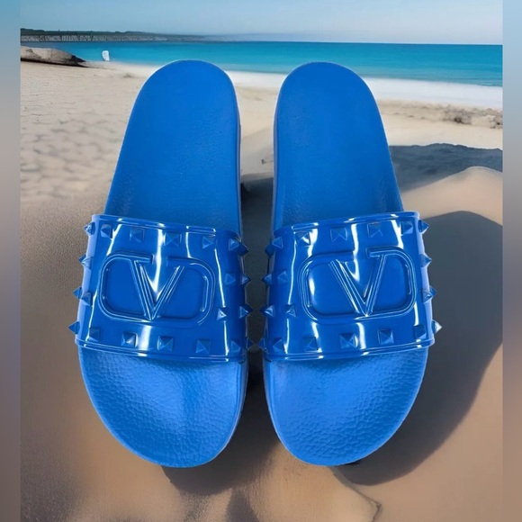 VALENTINO GARAVANI VLogo ROCKSTUD Logo Rubber Slide Men Sandals EU 46 - US 13 - Picture 2 of 13